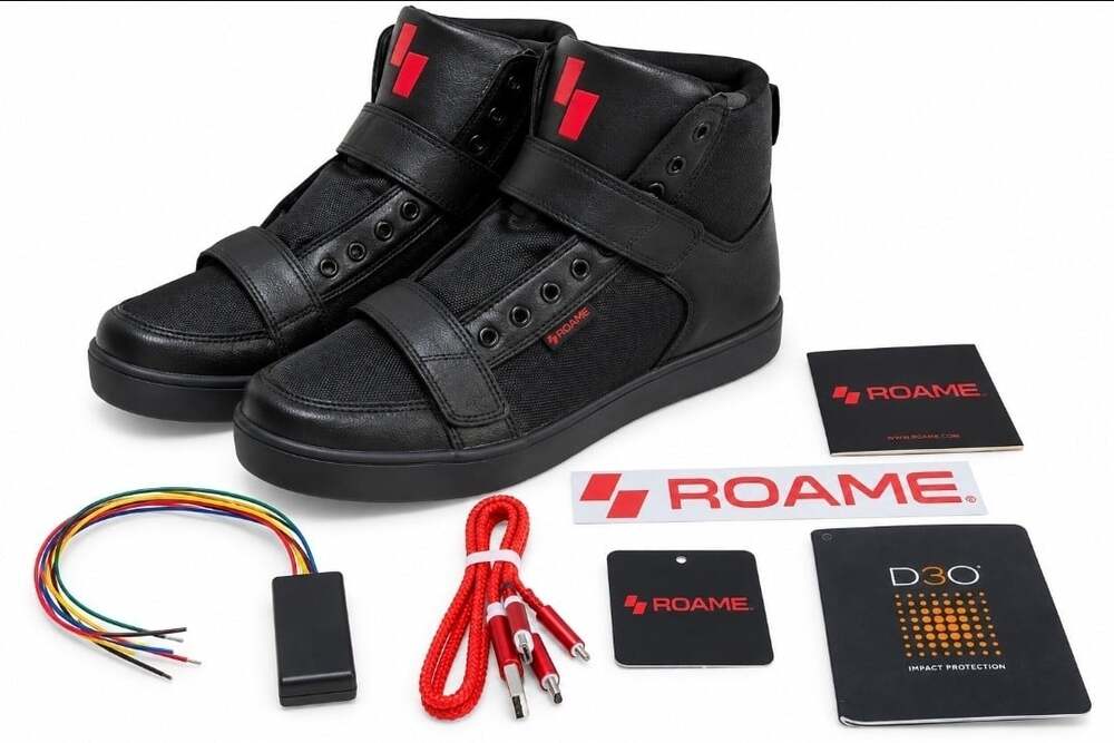 ROAME Zero Smart Motorcycle Riding Shoes LED Brake Turn Signal Black Sz 14 New